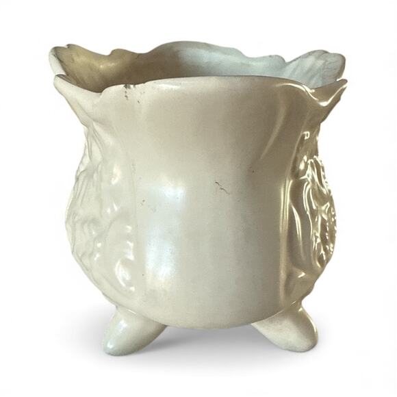 Vintage 1950s Hull USA B34 Footed Planter Cream Off White 9.5" Pottery - Picture 5 of 8